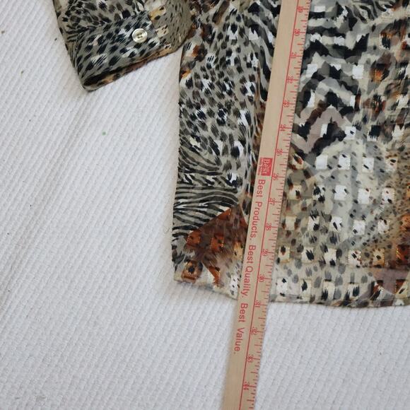 Vintage sheer Mesmerize button up animal print blouse size XL - Picture 4 of 7